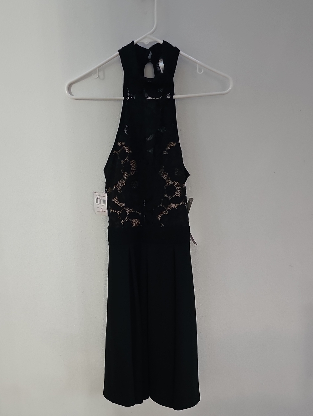 Love Nation Black One-Shoulder Lace Halter Midi Dress